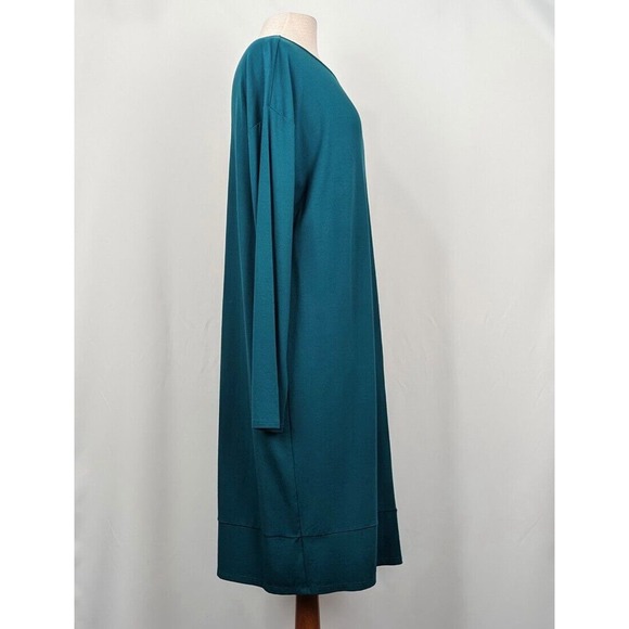J.Jill Wearever Dress Teal Green Long Sleeve Rayon Blend Misses Size L New - Picture 4 of 8